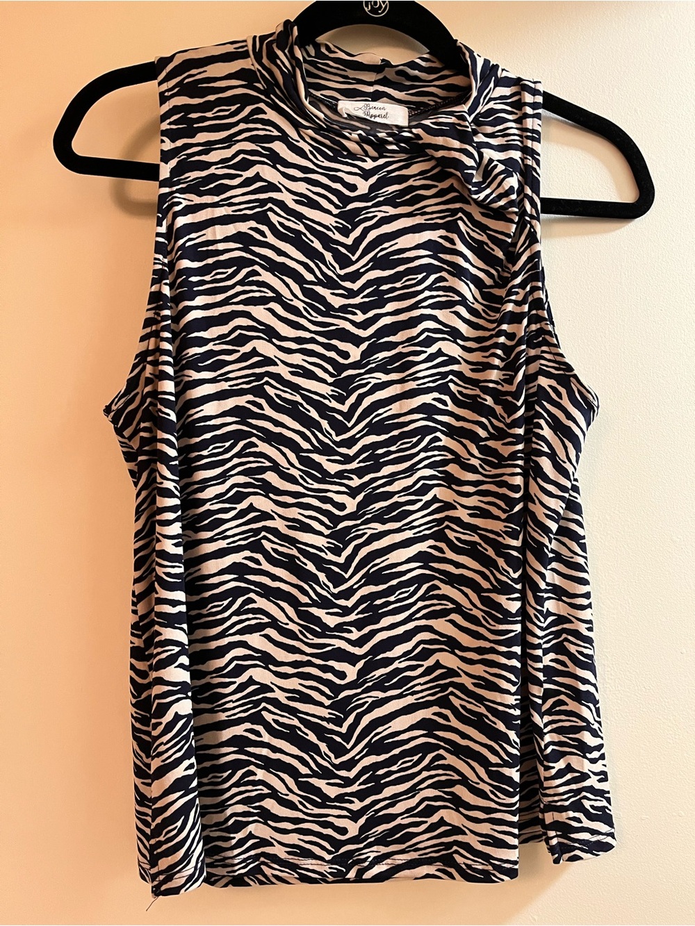 Sleeveless Zebra-Print Tank Top - Black & Cream